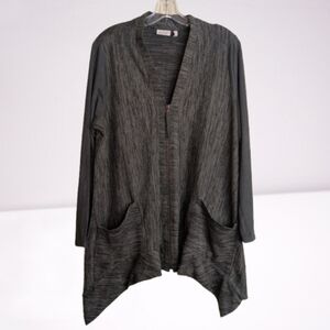 Logo Lori Goldstein Cardigan Sweater Full Zip Green Asymmetric Large